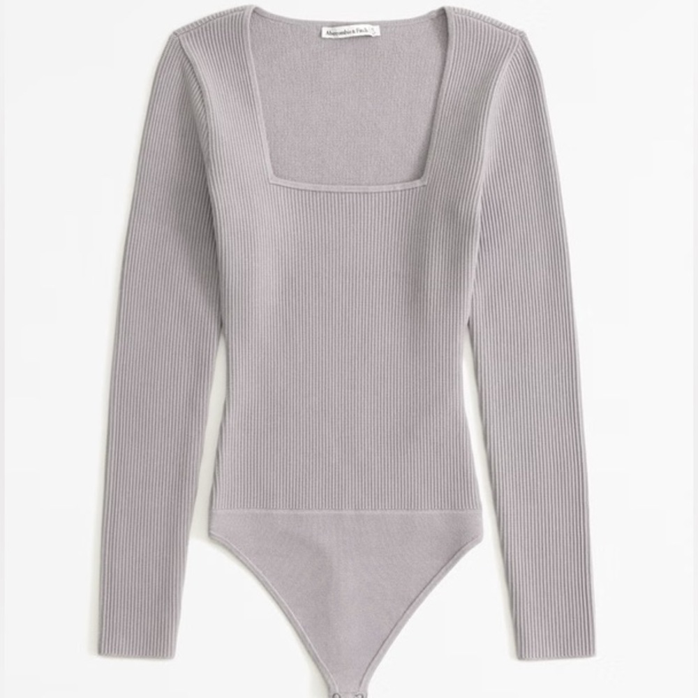 Abercrombie & Fitch Square Neck Ottoman Ribbed Knit Bodysuit Size Small